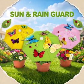 Avalessia plant umbrella in green with butterfly decor for shaded pots