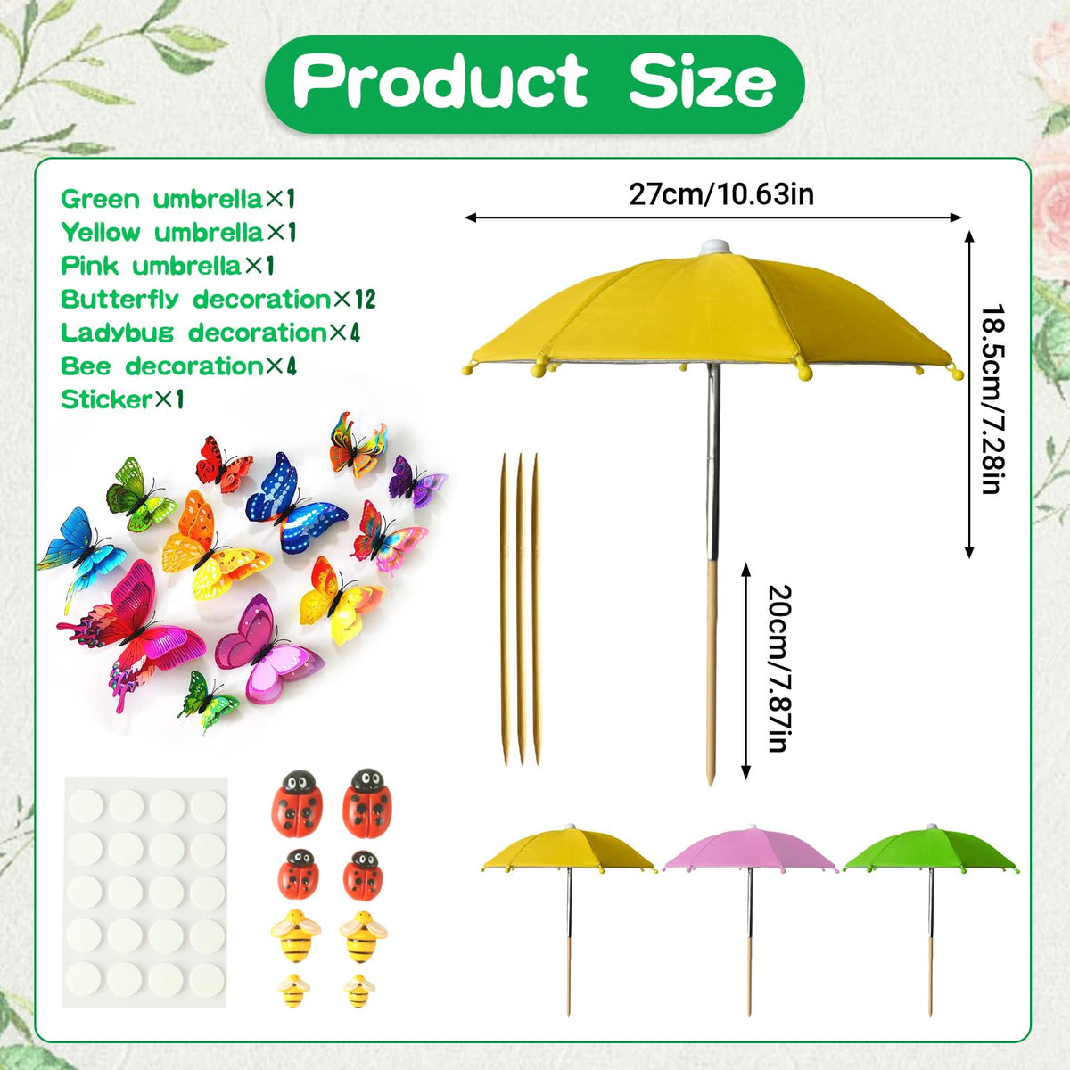Avalessia plant umbrella in pink with butterfly decor brightening containers