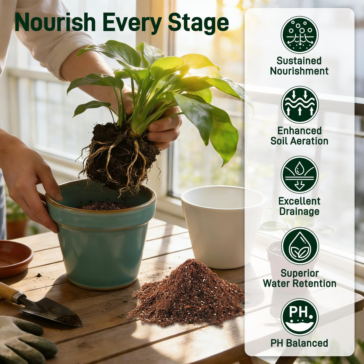Avalution 18QT Potting Soil Mix aeration and drainage demo demonstrates air flow for roots.