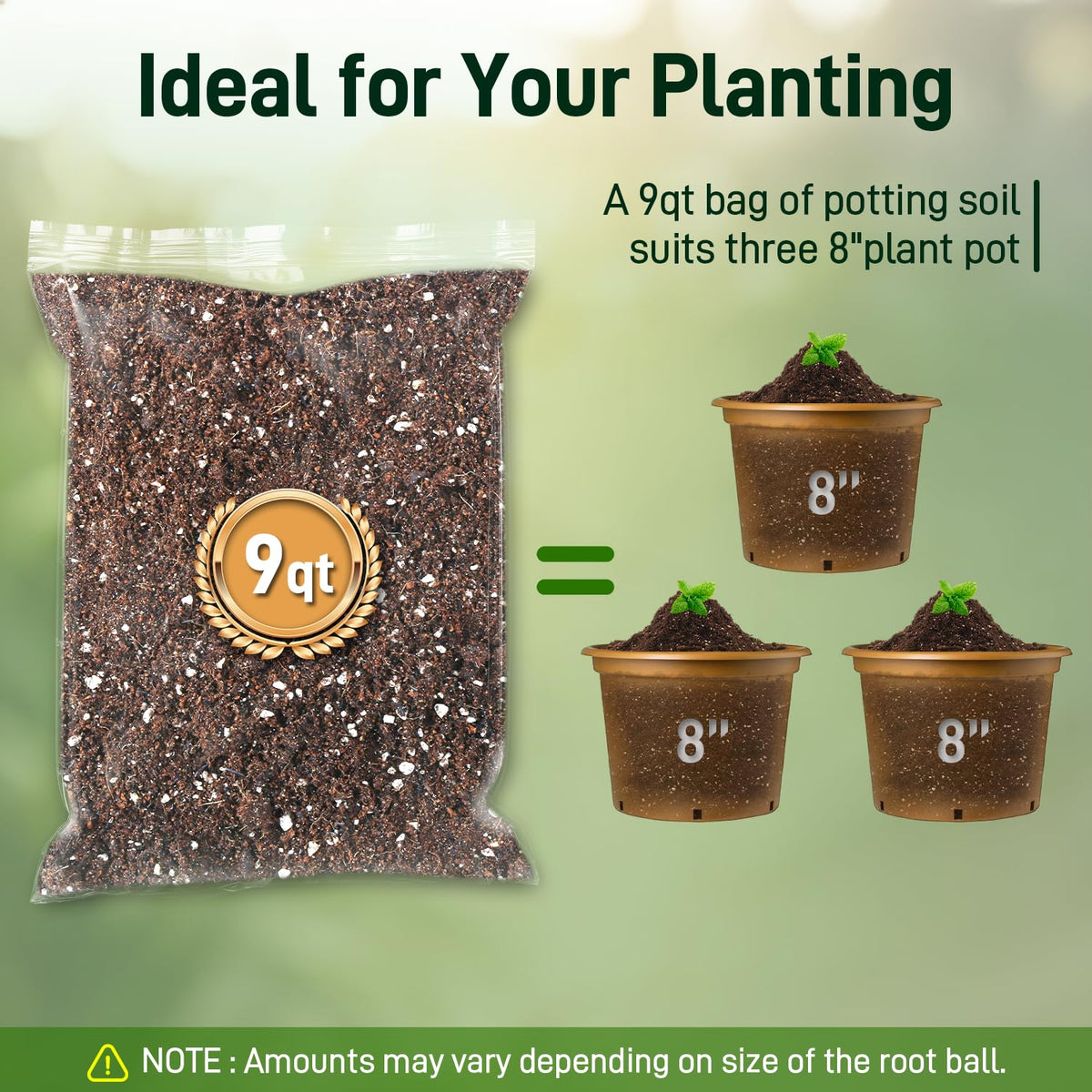 Avalution 9QT potting soil mix organic label emphasizing natural ingredients.