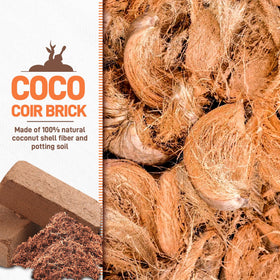 Avalution coco coir bricks fully expanded and ready to mix into soil.