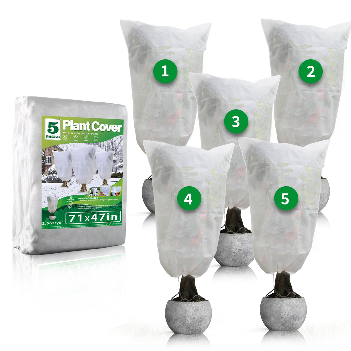 Avalution frost blanket 71x47 protects outdoor plants, retaining heat during cold nights.