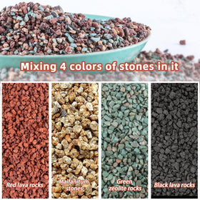 Avalution gritty lava rock mix boosts drainage for succulents and cacti in containers.