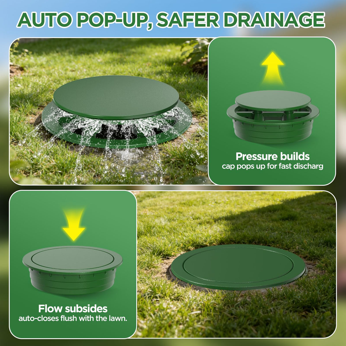 Avanhitch dual-rod downspout cover maintains straight tracking during drainage.