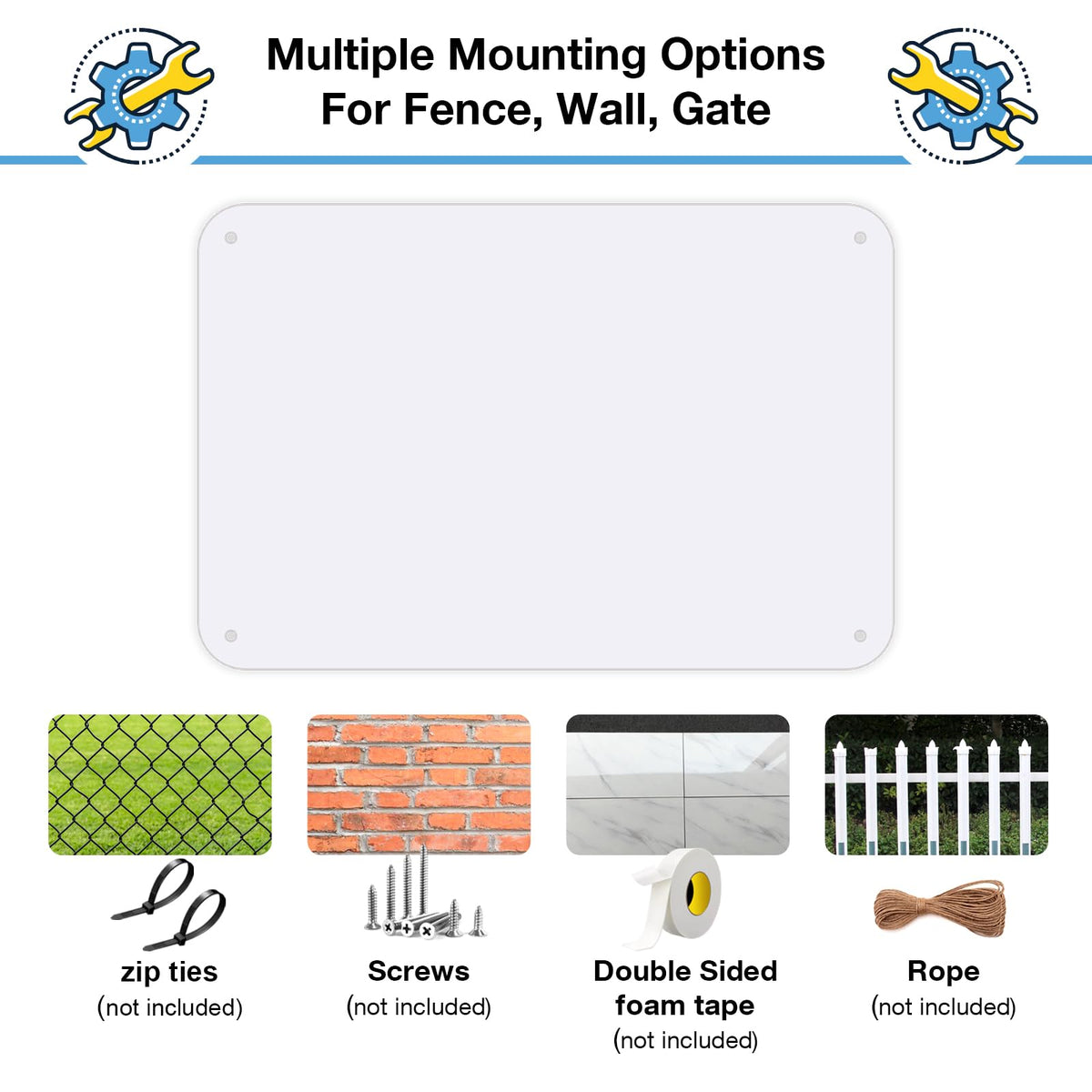 AVCMOTO blank metal sign with four holes for versatile mounting.
