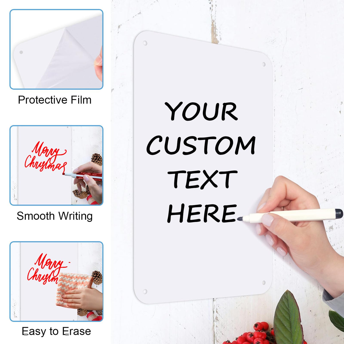 AVCMOTO white blank metal sign for indoor messaging and art projects.