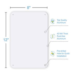 AVCMOTO white blank metal sign with UV laminate for fade resistance.