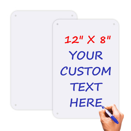 AVCMOTO white blank metal sign for outdoor use with weatherproof laminate.