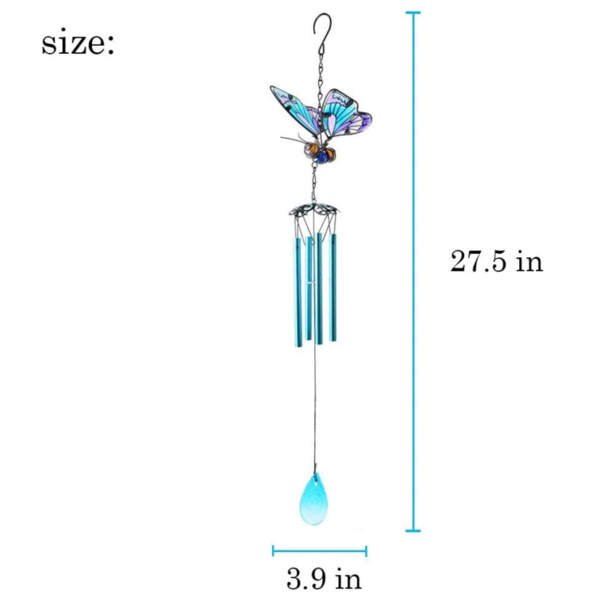 AVEKI stained glass butterfly chime creates a tranquil focal point on patios.