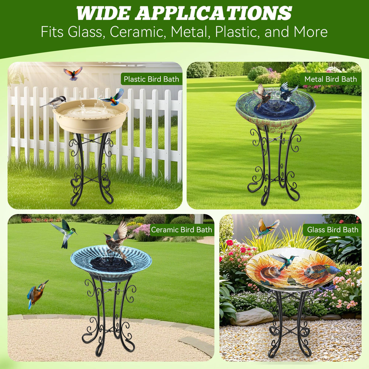 Avenuebool stand fitting a glass birdbath basin securely.