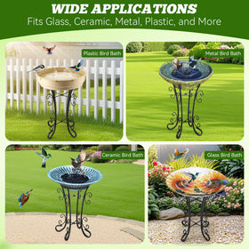 Avenuebool stand fitting a glass birdbath basin securely.