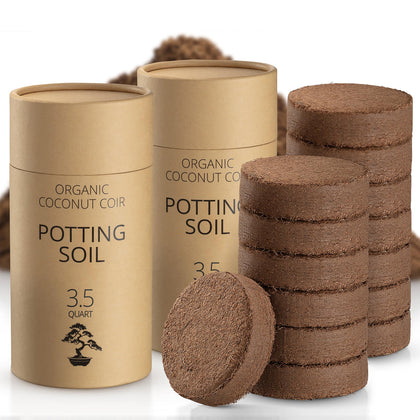 AVERGO coconut coir potting soil expands with water for easy setup and moisture retention