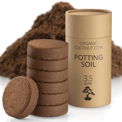 AVERGO coconut coir potting soil disc pack ready to hydrate for easy prep
