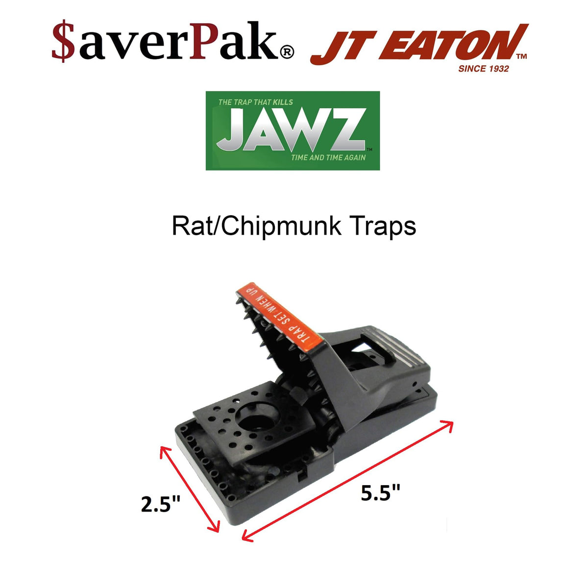 AverPak single Jawz trap close-up highlighting biting teeth to prevent escape.