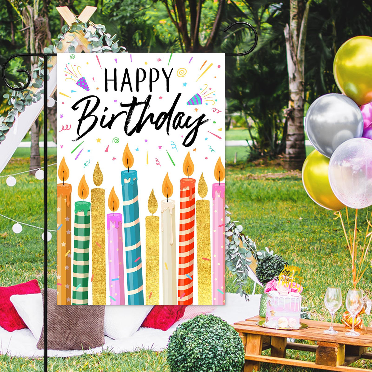 Avezano birthday yard sign decor, weather-resistant and fade-resistant for lawn.