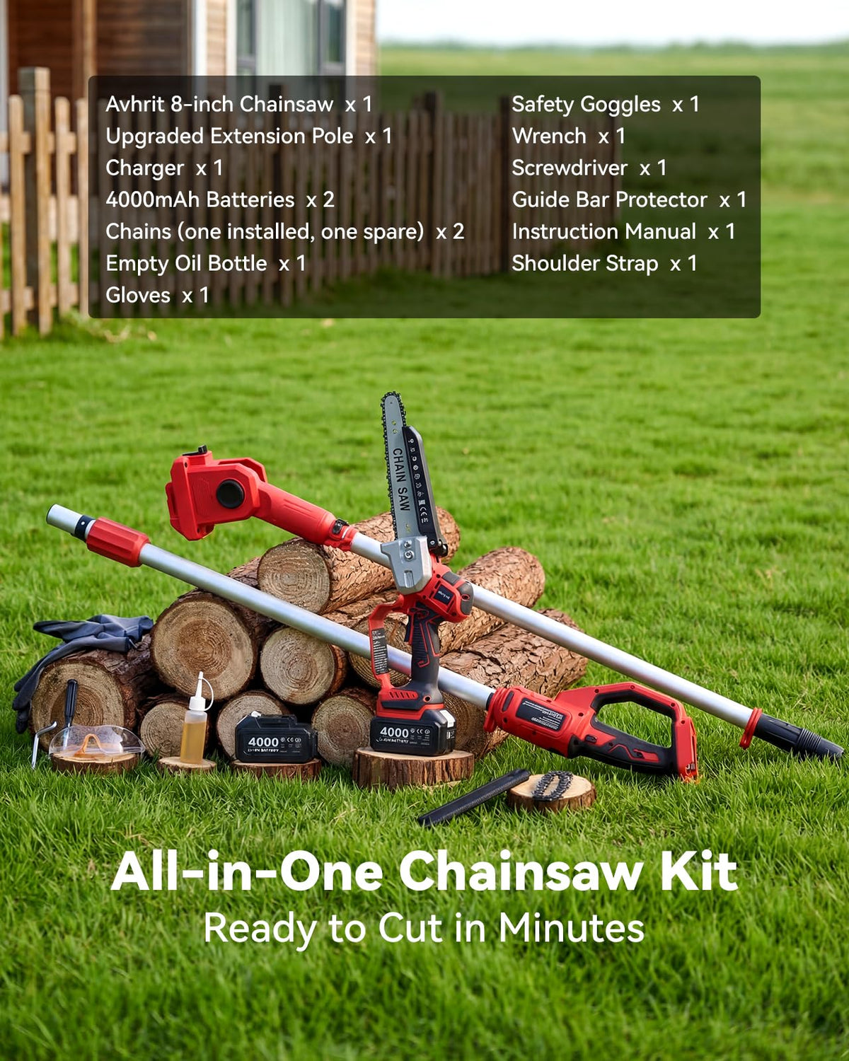 Avhrit cordless convenience offers quiet, clean yard work.