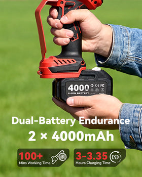 Avhrit dual 4000mAh batteries support extended yard work.