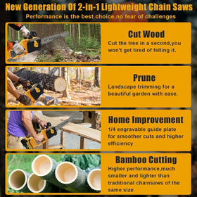 Avitomo compact design fits narrow spaces for precise cuts near trunks.