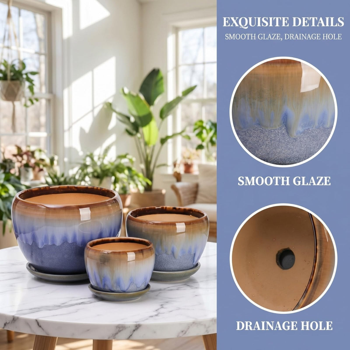 AVLA drip-glaze texture closeup emphasizes rustic charm and durable glaze.