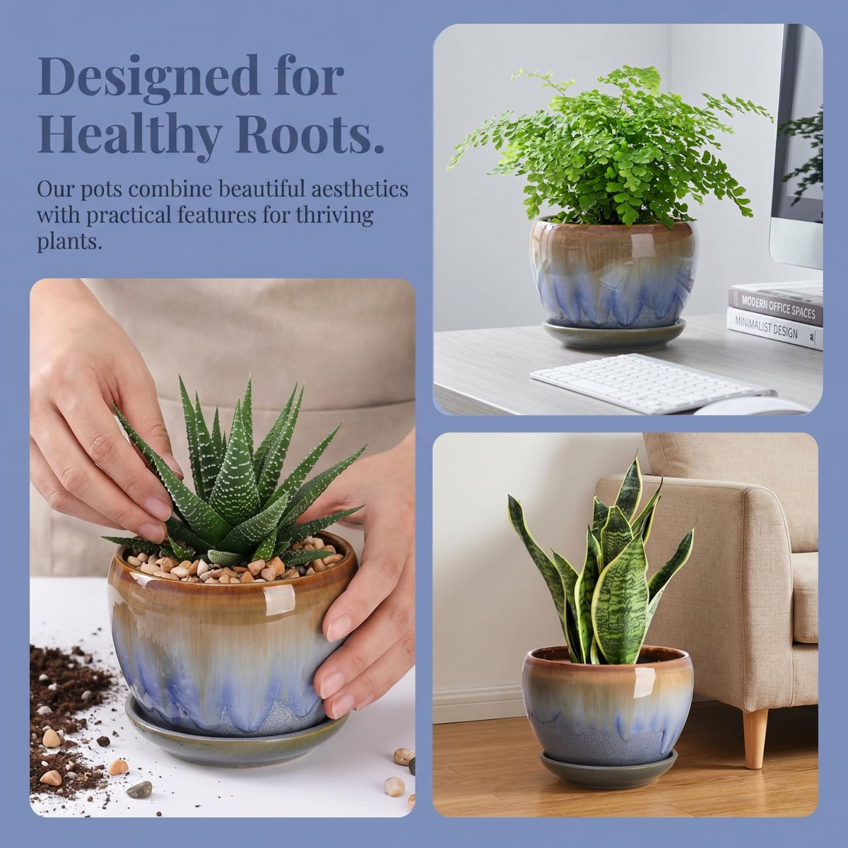 AVLA planters on windowsill arrangement demonstrating home decor versatility.
