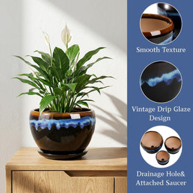 AVLA pots with attached saucer and drainage view