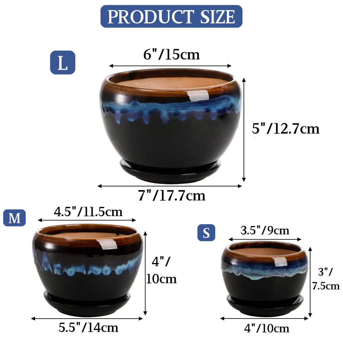 AVLA drip-glazed trio side view highlighting rustic texture