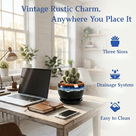 AVLA rustic drip glaze closeup shows vintage charm