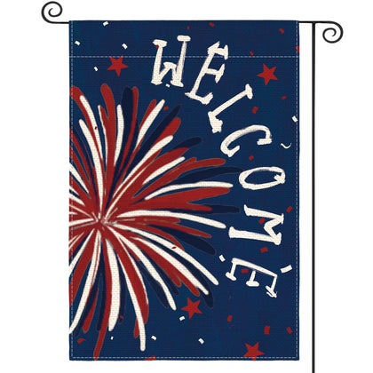 AVOIN colorlife 4th of July flag front view with vivid fireworks for outdoor display.