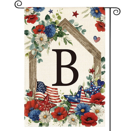 AVOIN colorlife B monogram flag front view for outdoor patriotic decor.
