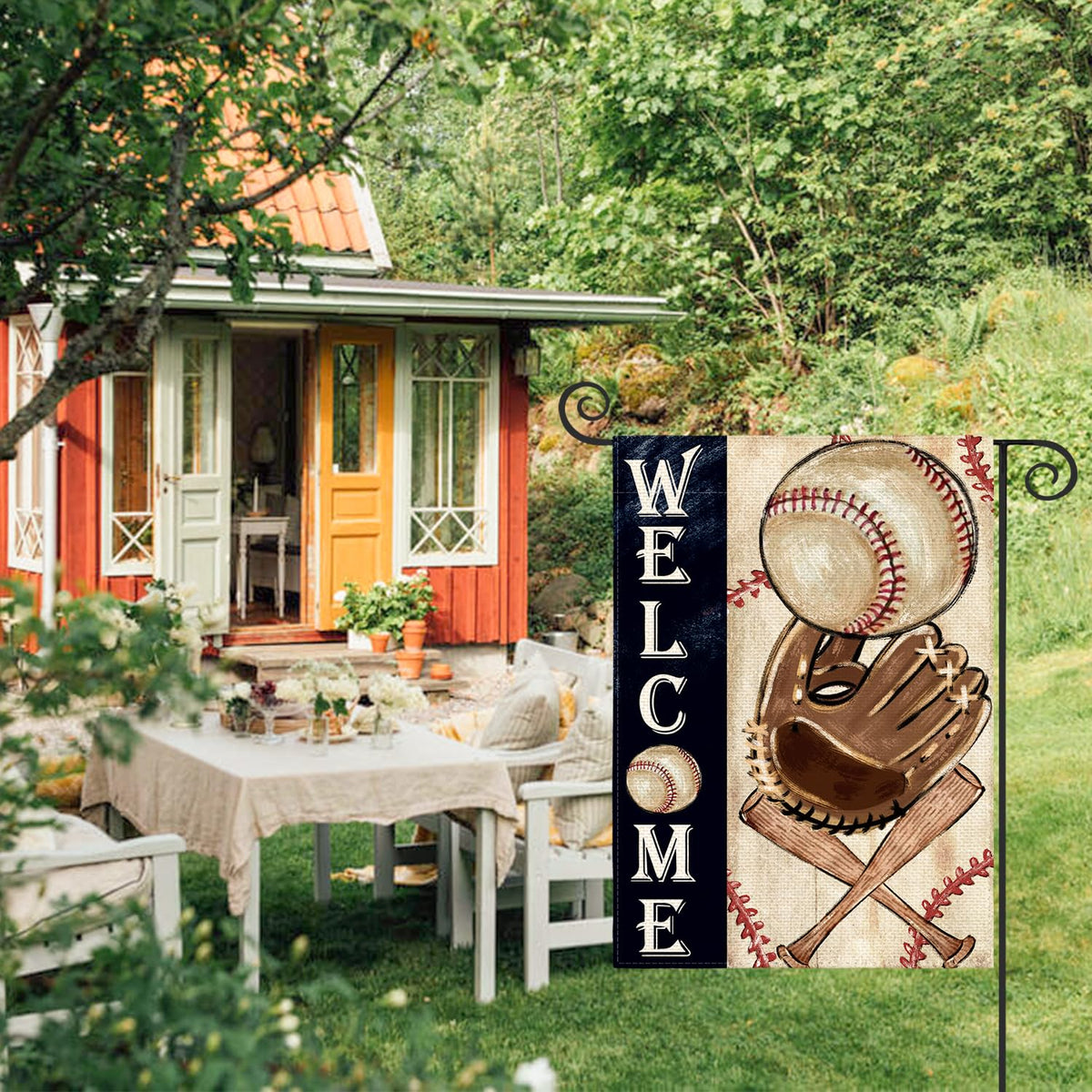 AVOIN colorlife baseball league yard flag, vibrant motif for porch or garden.