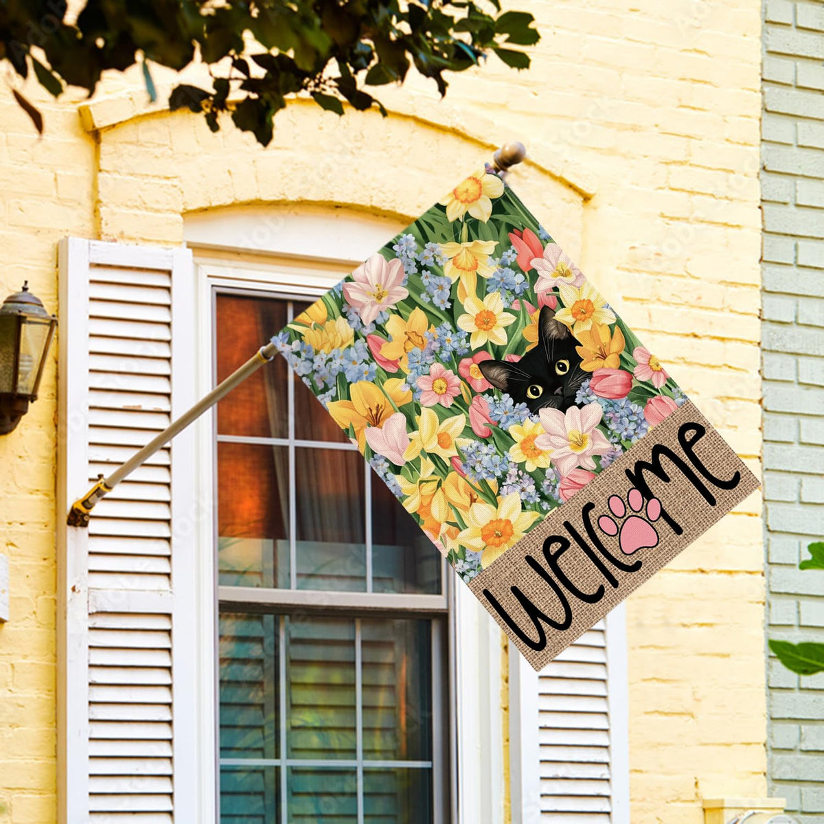 AVOIN colorlife Black Cat Welcome flag adds seasonal outdoor charm to any yard