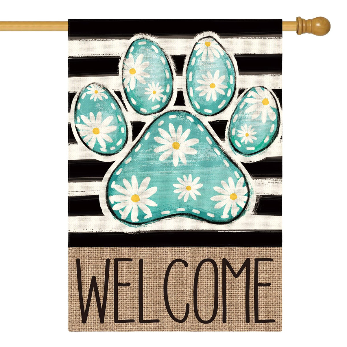 AVOIN colorlife blue paw print flag adds vibrant curb appeal for spring porches.