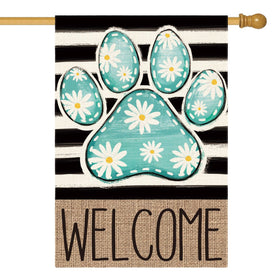 AVOIN colorlife blue paw print flag adds vibrant curb appeal for spring porches.