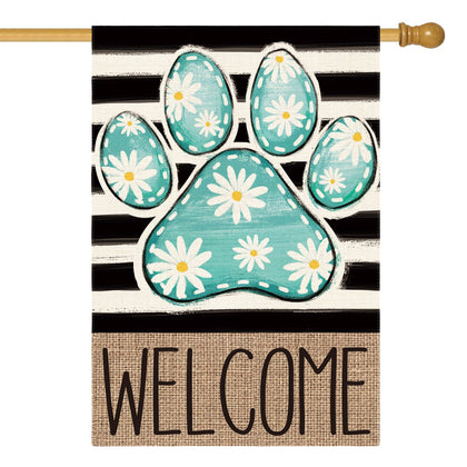 AVOIN colorlife blue paw print flag adds vibrant curb appeal for spring porches.