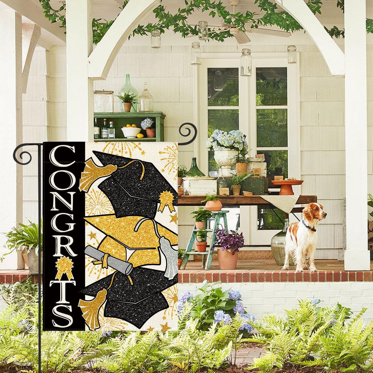 AVOIN colorlife graduation flag double-sided for clear visibility from any outdoor angle.
