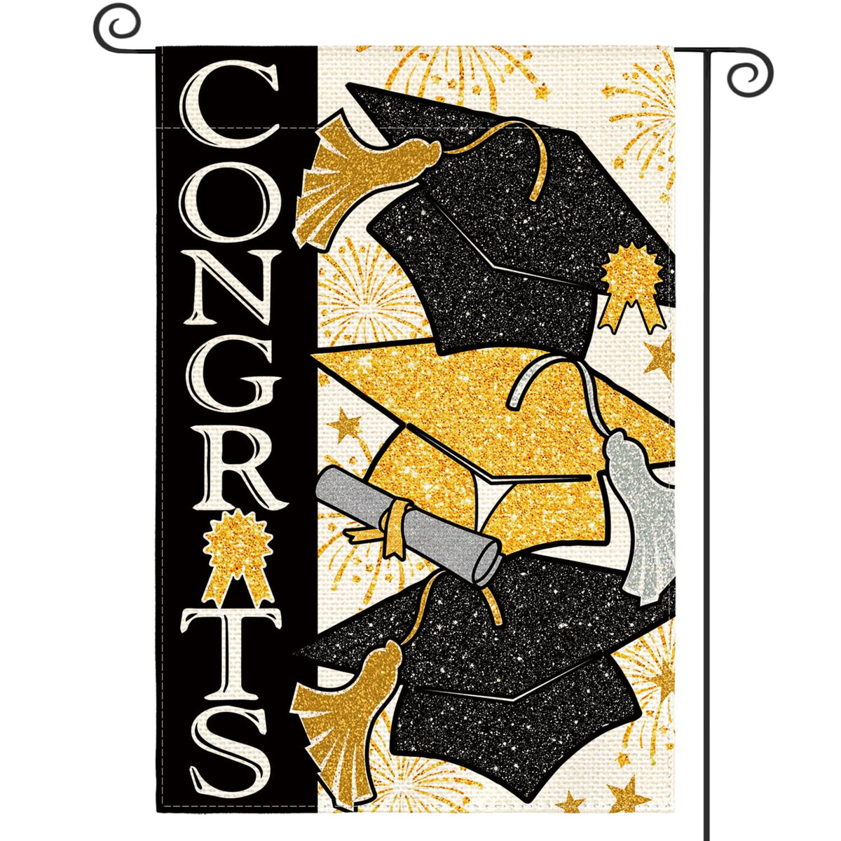 AVOIN colorlife graduation flag front view with bold Congrats design for yard decor.