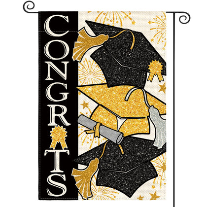AVOIN colorlife graduation flag front view with bold Congrats design for yard decor.