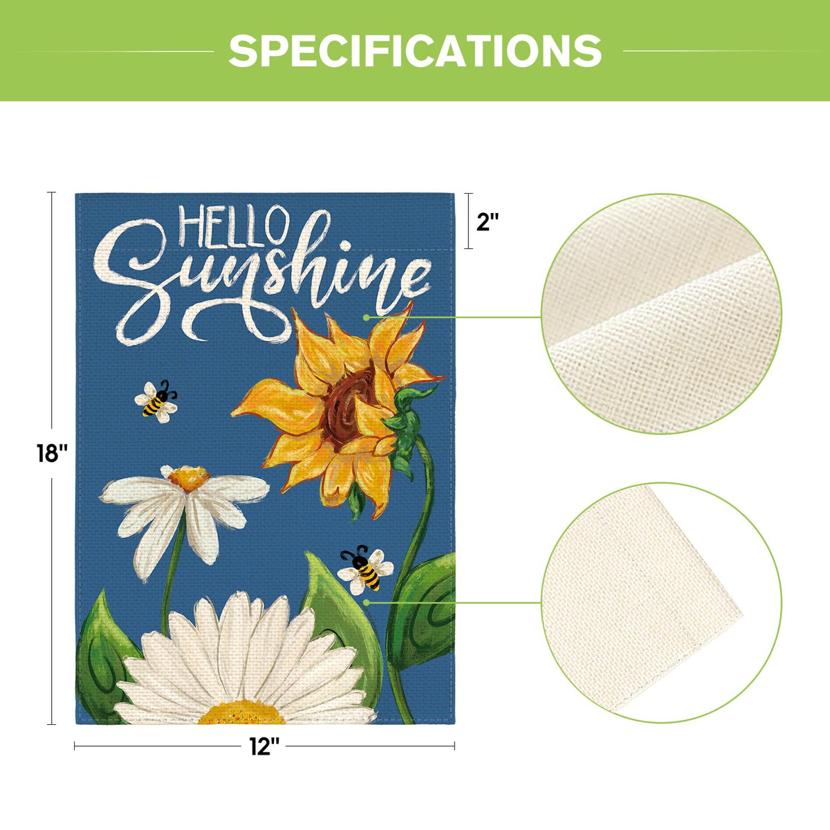 AVOIN colorlife Daisy Sunflower flag durable polyester withstands outdoor weather.