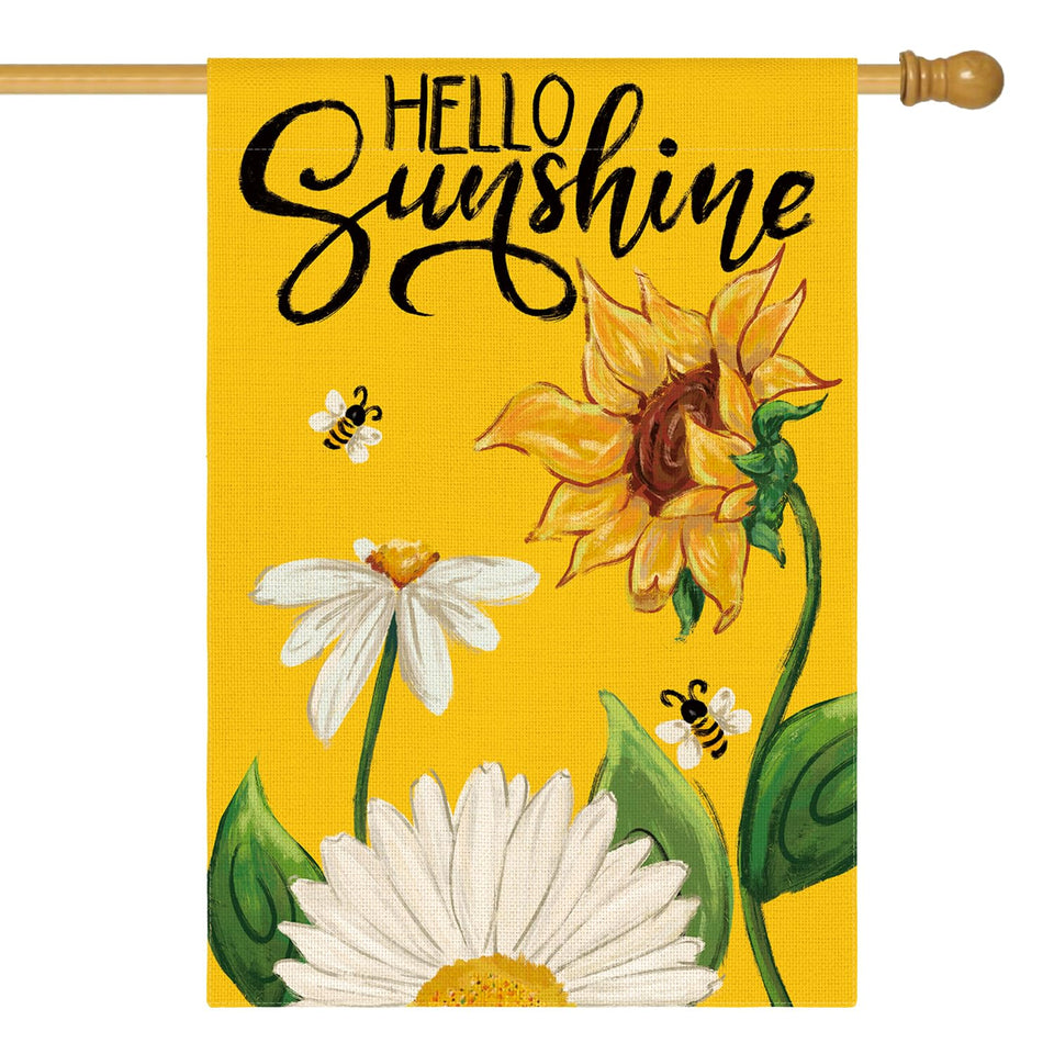 AVOIN colorlife daisy sunflower flag front view adds cheerful curb appeal.