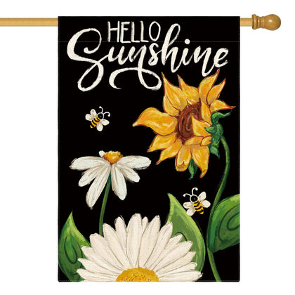 AVOIN colorlife Daisy Sunflower Hello Sunshine flag 28x40 on porch for welcoming outdoor decor