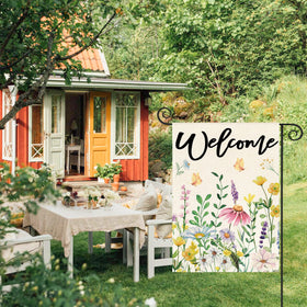 AVOIN colorlife double-sided flag design for welcoming guests on patios and porches.