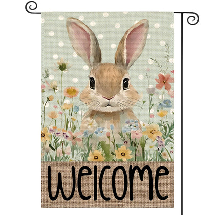 AVOIN colorlife Easter Bunny garden flag with bunny motif for spring curb appeal.