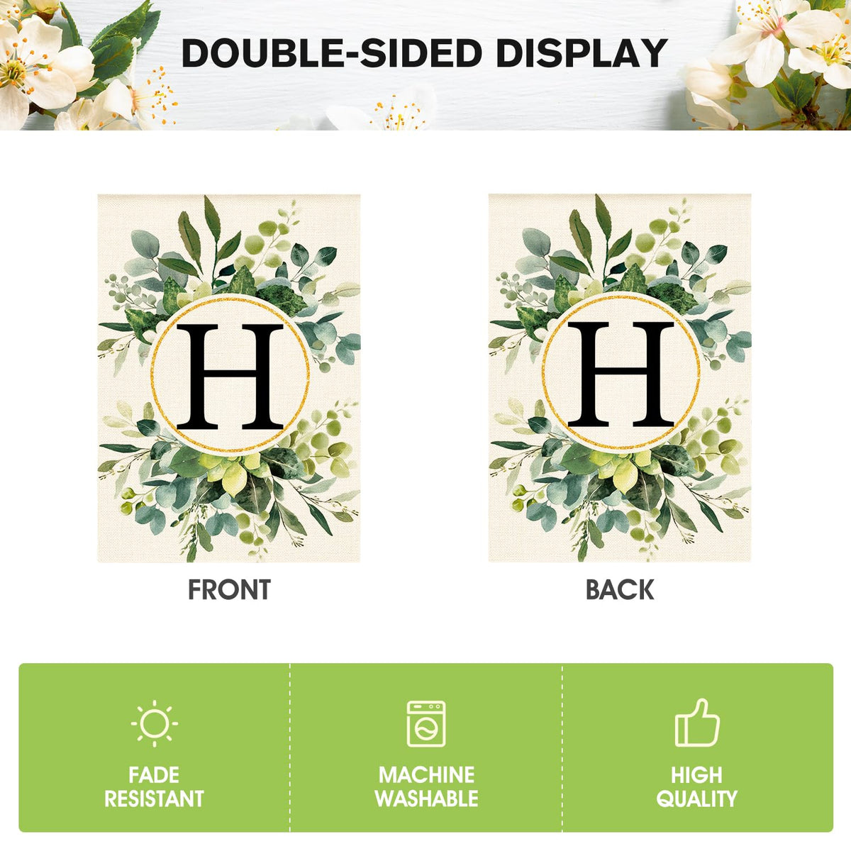AVOIN colorlife floral flag displayed at entryway on deck