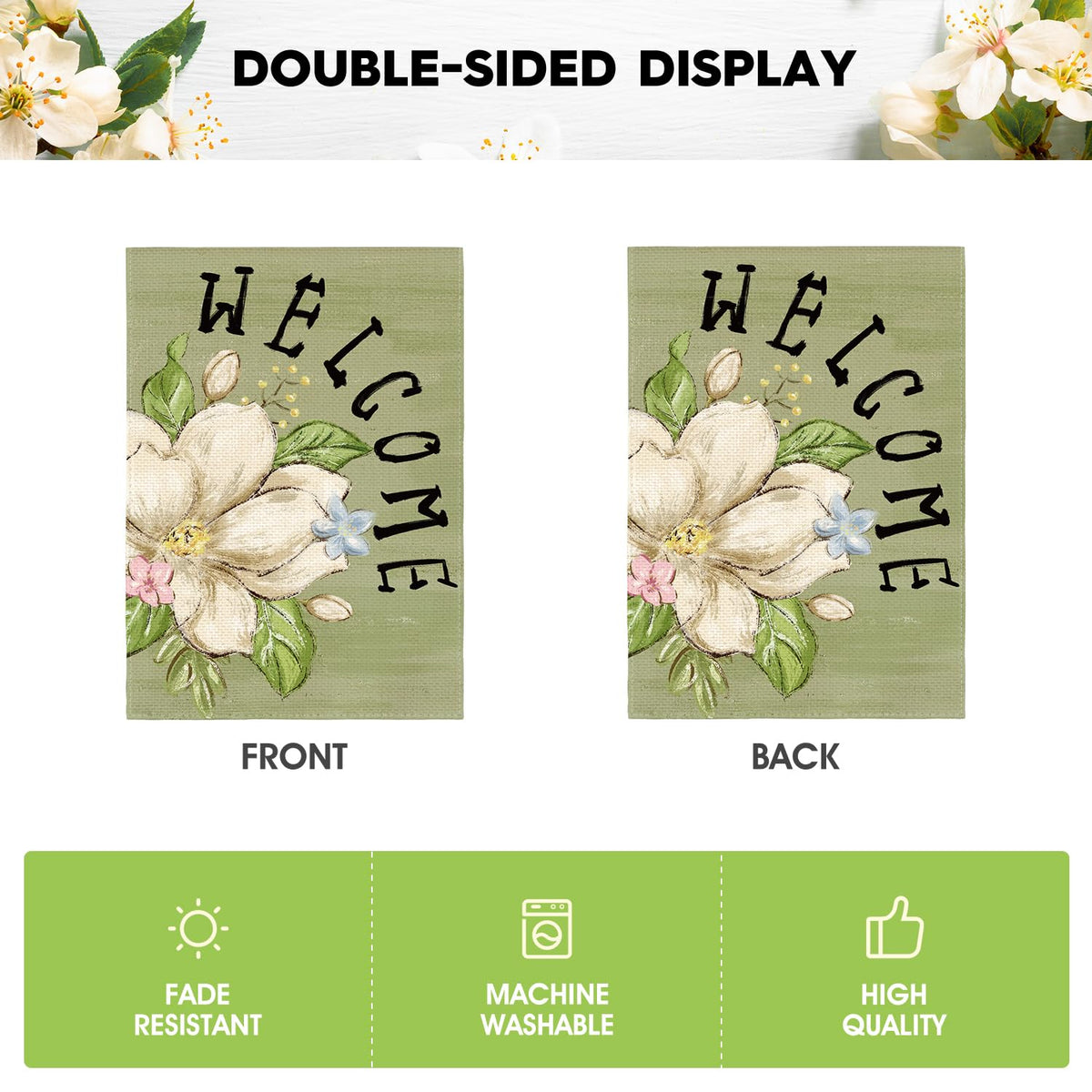 AVOIN colorlife Magnolia Spring flag showcasing a floral Magnolia banner design.