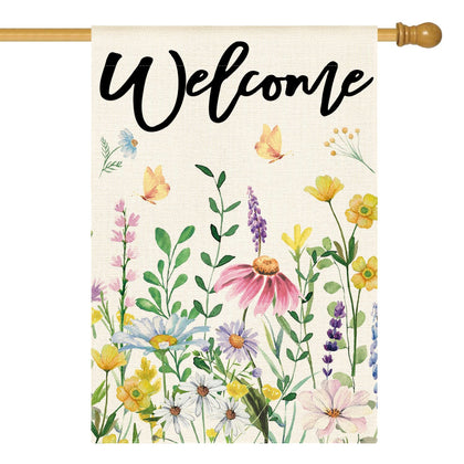 AVOIN colorlife floral spring house flag 28x40 welcomes guests with seasonal charm outdoors.