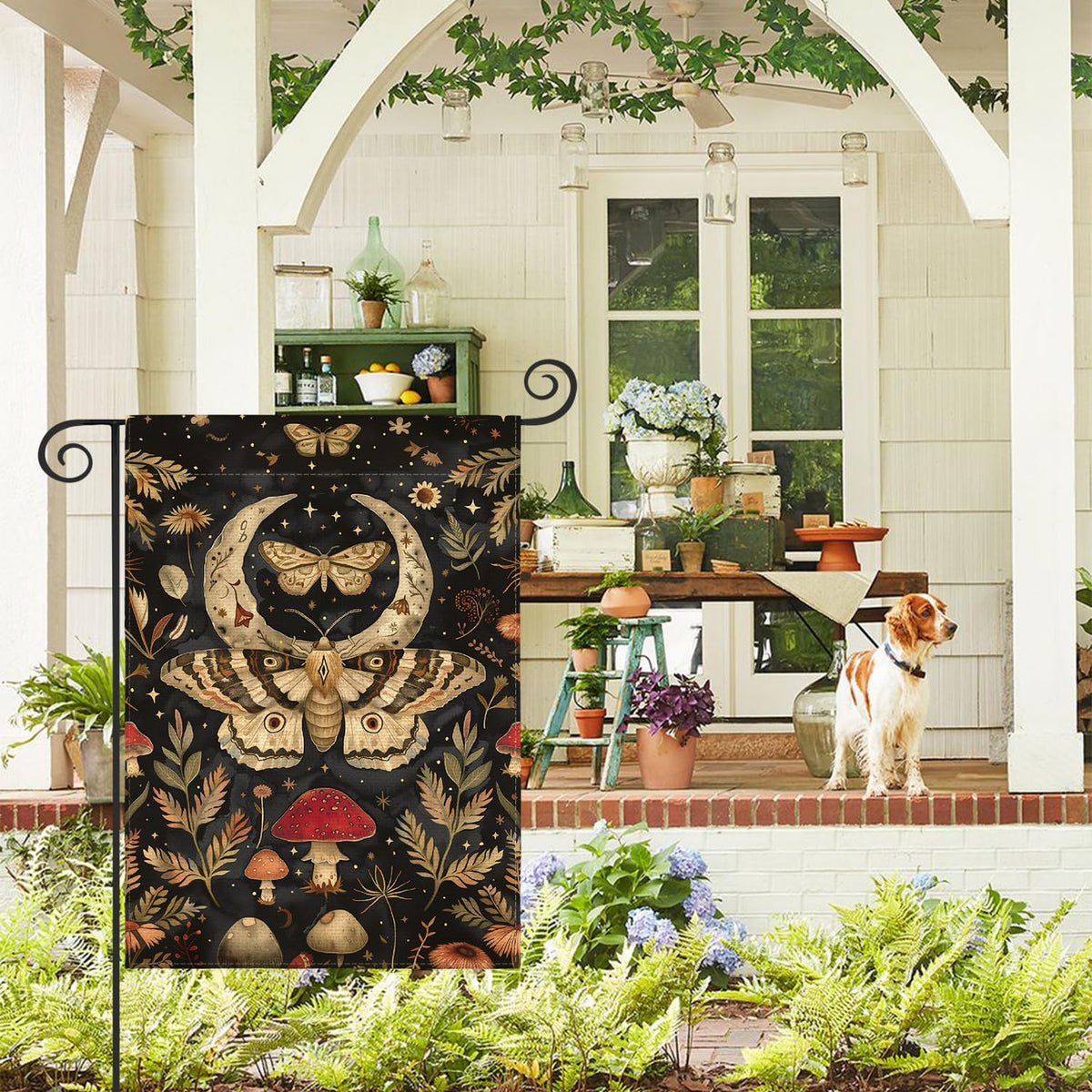 AVOIN colorlife forest garden flag back view showing double-sided print