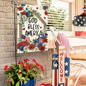 AVOIN colorlife memorial day flag 12x18 floral accents for outdoor decor