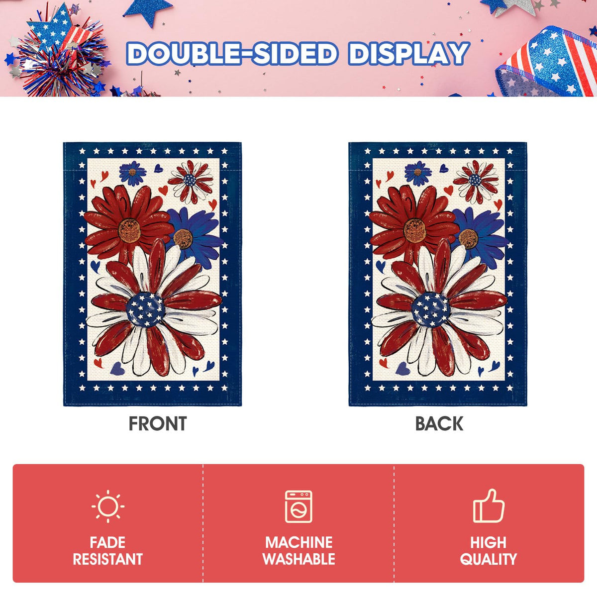 AVOIN colorlife garden flag compatible with standard flagpoles and stands.