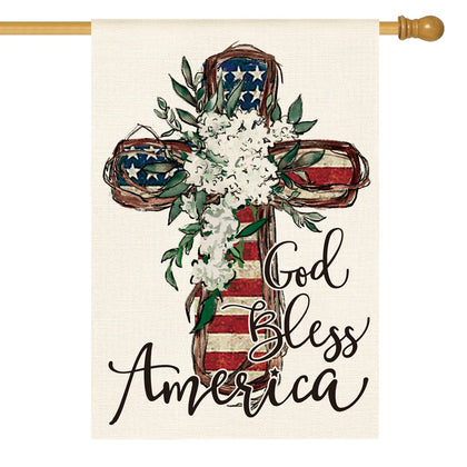 AVOIN colorlife God Bless America flag front view, durable outdoor decoration for porch.