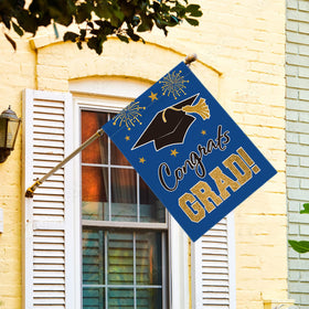 AVOIN colorlife grad cap flag blue back view readable from behind